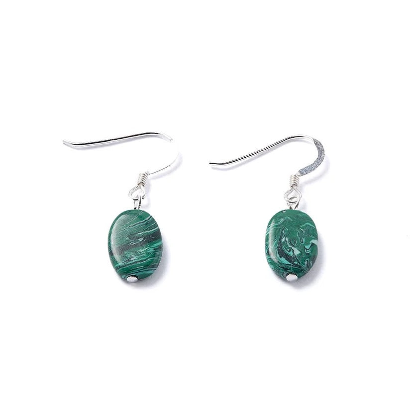 Carrie Elspeth Marble Ceramic Ovals Drop Earrings - Green