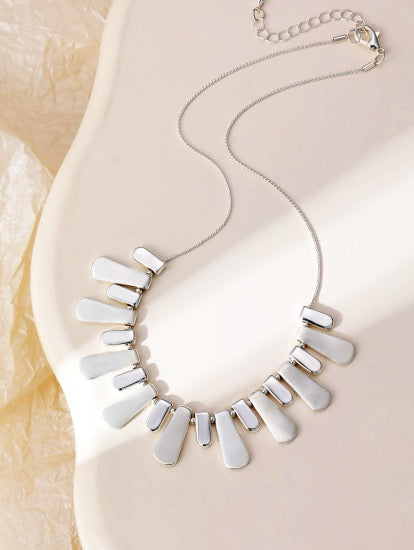 Gracee Jewellery Statement Two Tone Half Chain Necklace- Silver
