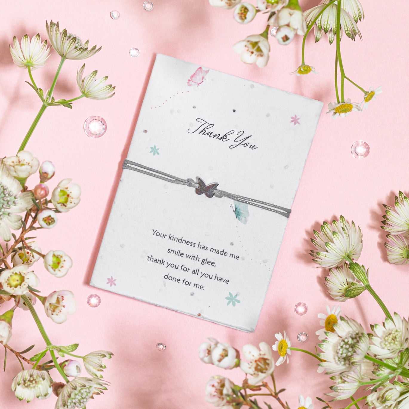 Letterbox Love Seeded Card Bracelet - Butterfly - Thank You