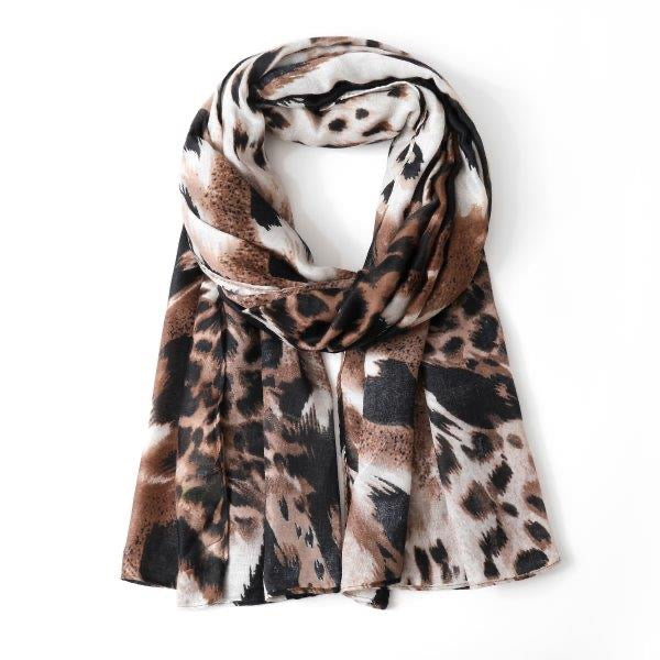 Eco Styles - Eco Leopard Print - Lightweight Scarf -Beige