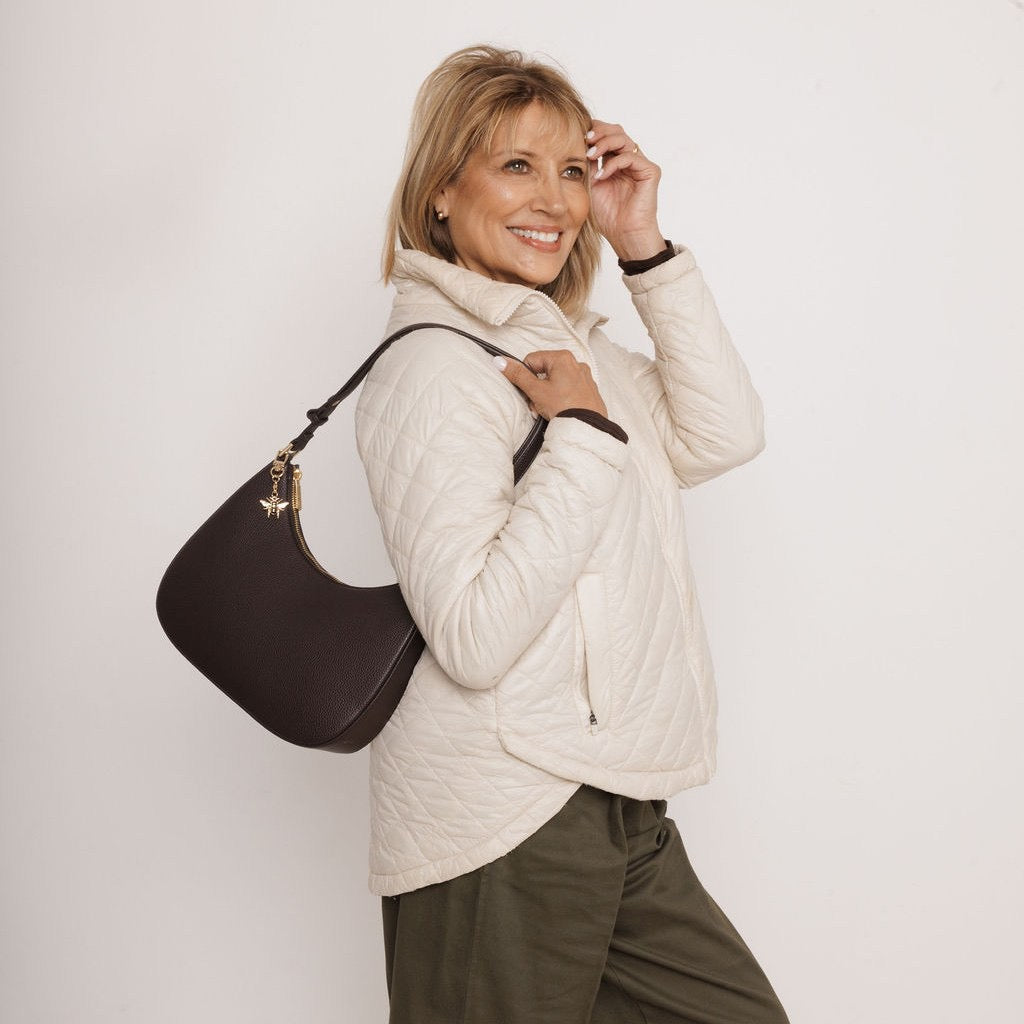 Alice Wheeler Ascot Scoop Shoulder Handbag - Chocolate