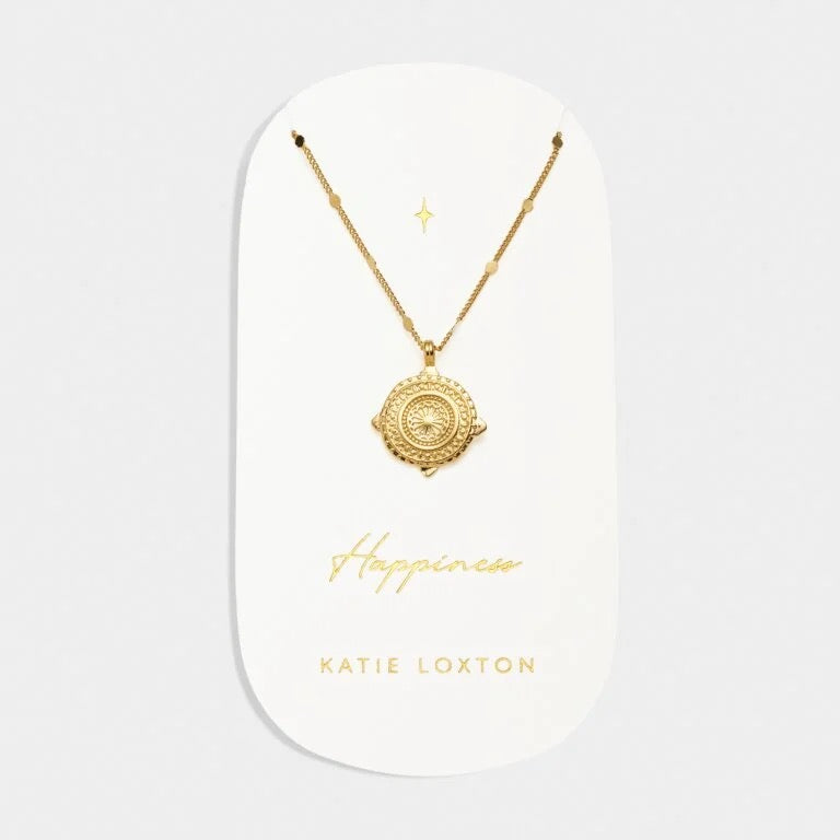 Katie Loxton Waterproof Jewellery - Happiness Gold Coin Necklace - Gold