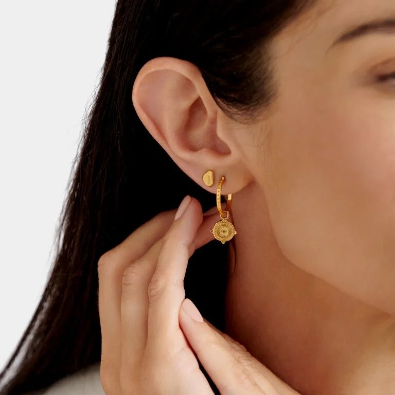 Katie Loxton Waterproof Jewellery - Happiness Gold Coin Hoop Earrings - Gold