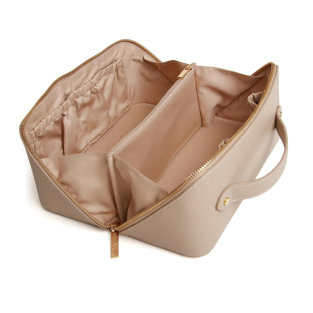 Alice Wheeler Large Train Beauty Case - Stone