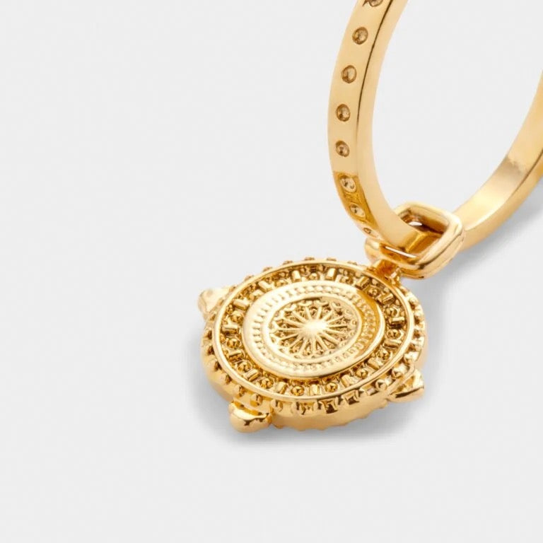 Katie Loxton Waterproof Jewellery - Happiness Gold Coin Hoop Earrings - Gold