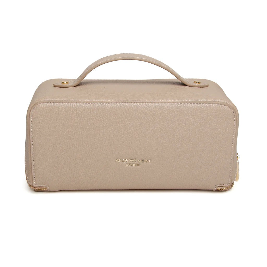 Alice Wheeler Large Train Beauty Case - Stone