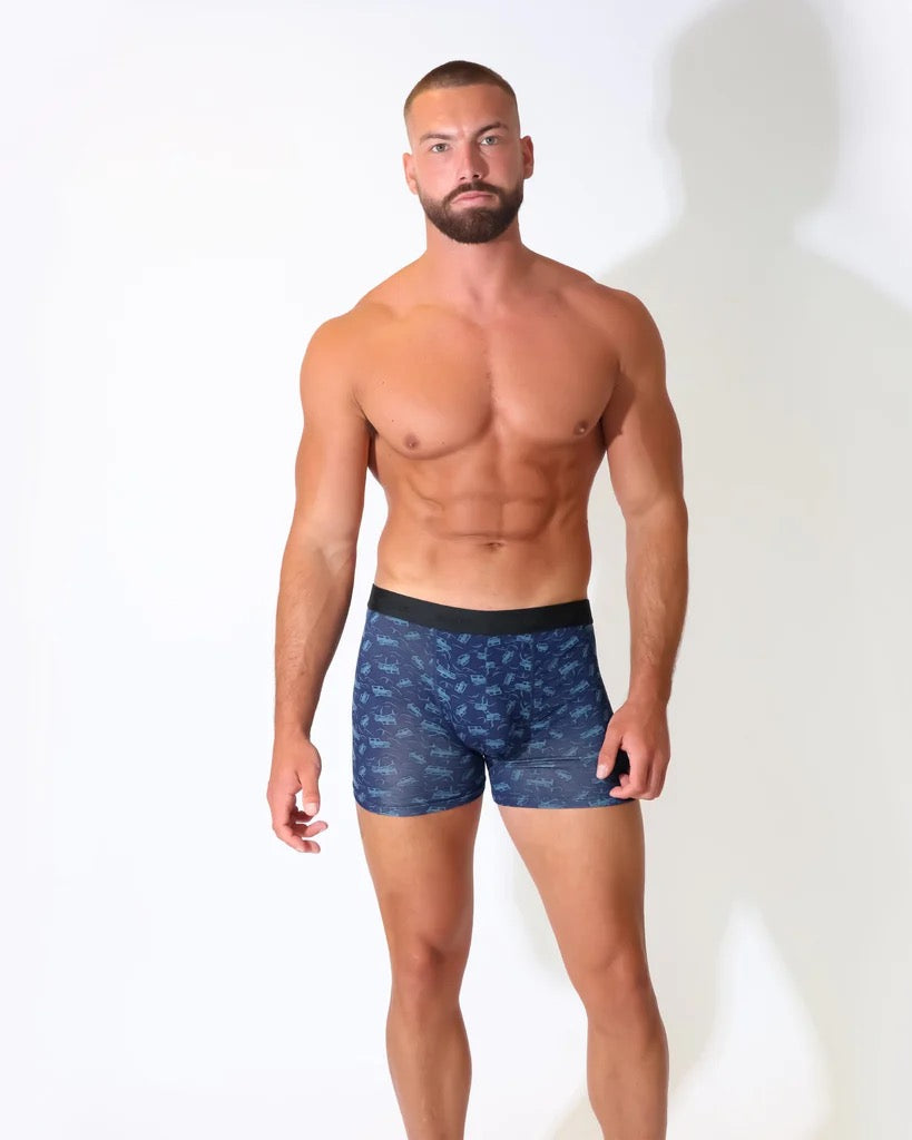 Eco Chic MENS Bamboo Boxers - Landrovers - Navy