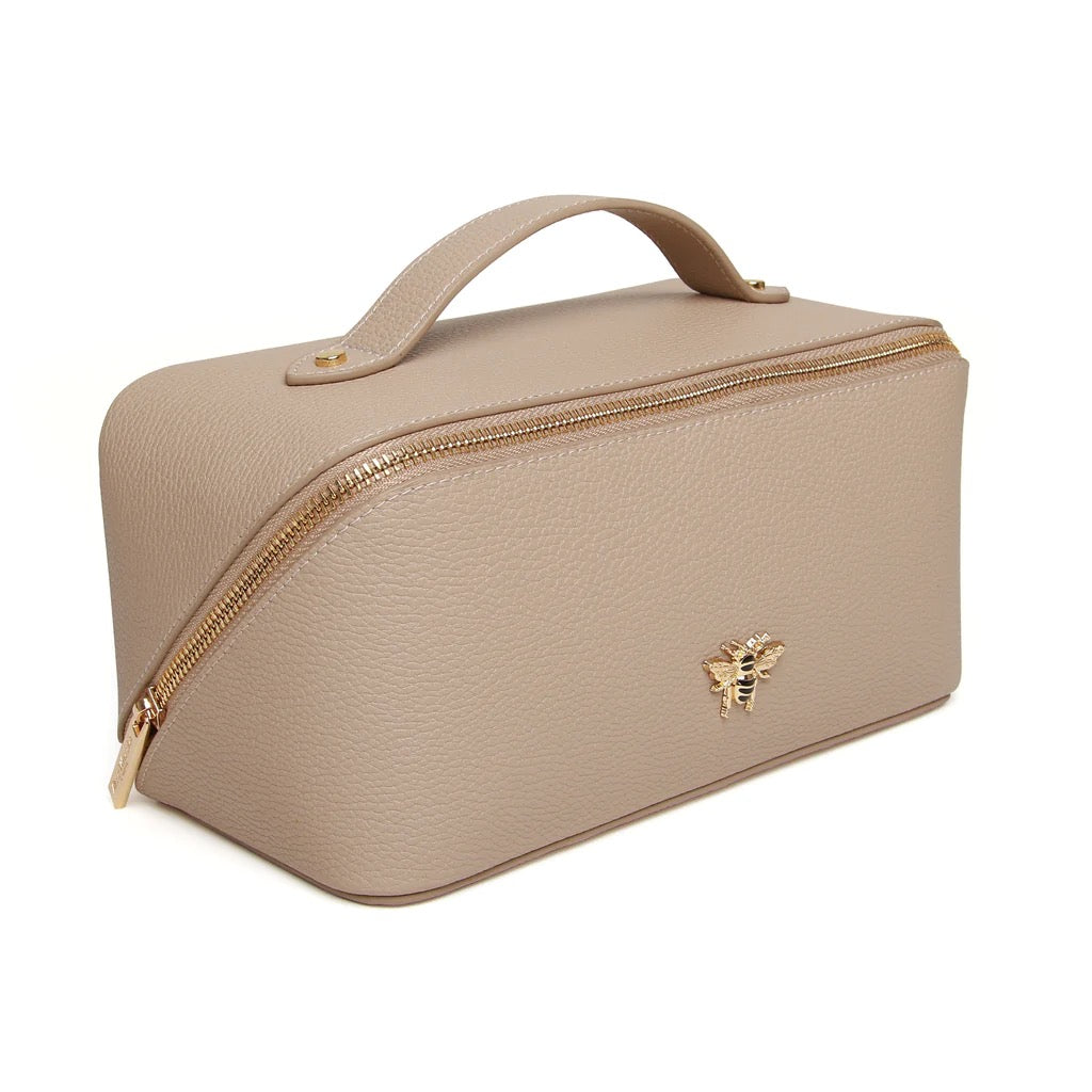 Alice Wheeler Large Train Beauty Case - Stone