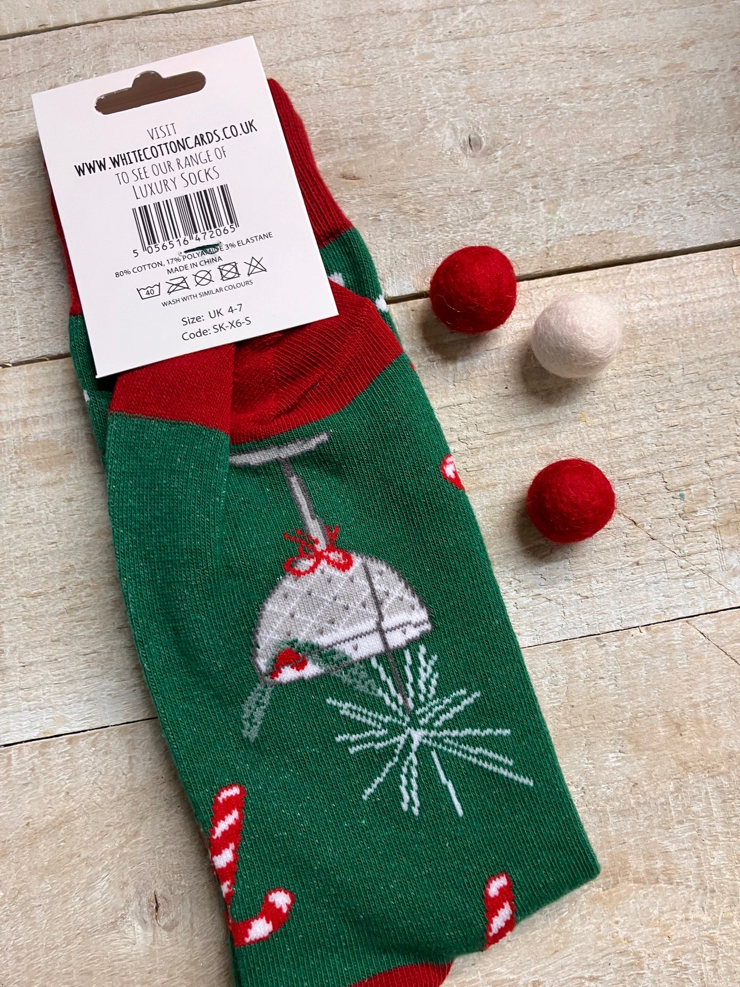 White Cotton Luxury Ladies Ankle Socks - Christmas Drinks
