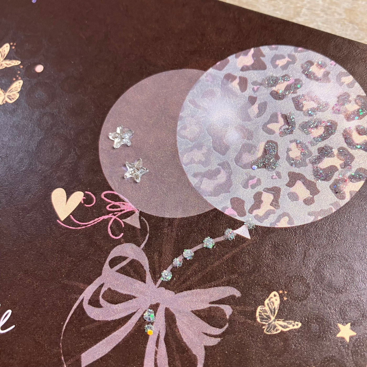 Daughter-in-Law Birthday Black Leopard Sparkling Balloons Card - White Cotton Cards