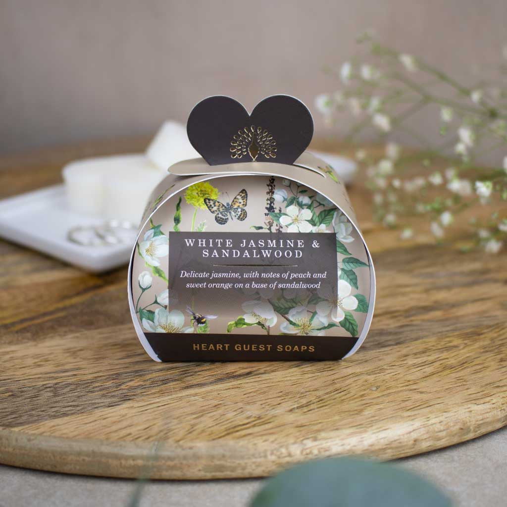 White Jasmine & Sandalwood 3 Heart Occasion Soaps - The English Soap Company