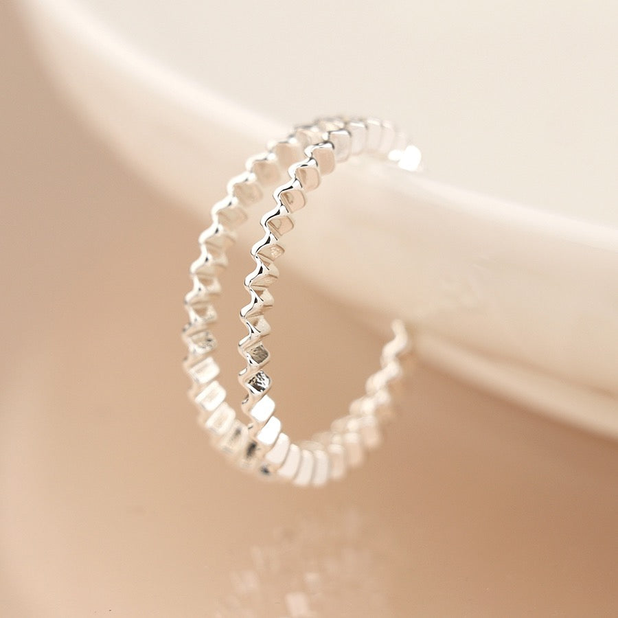 POM Silver Plated Concertina Hoop Earrings
