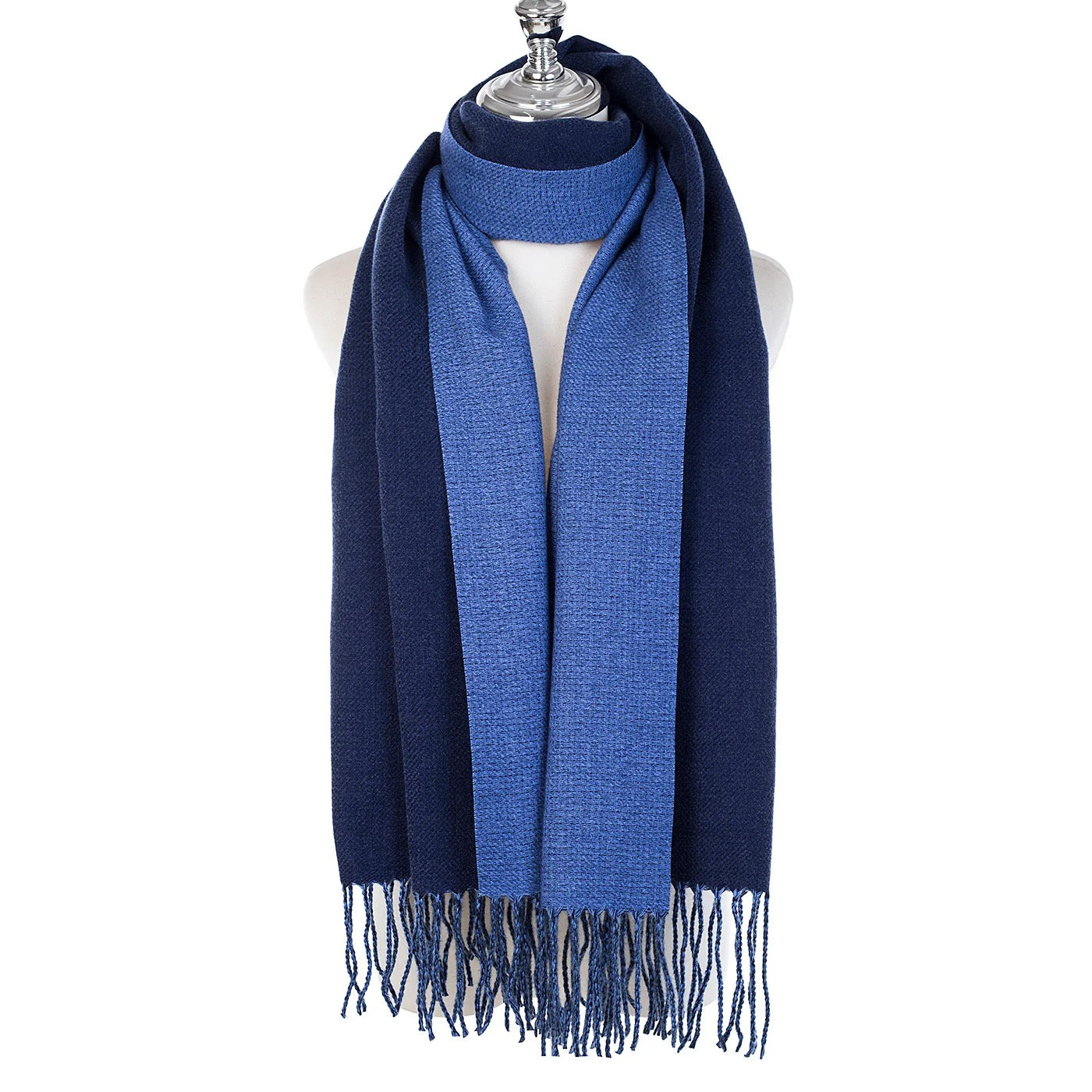 Park Lane Two-Tone Reversible Pashmina Scarf - Plain - China Blue/Navy