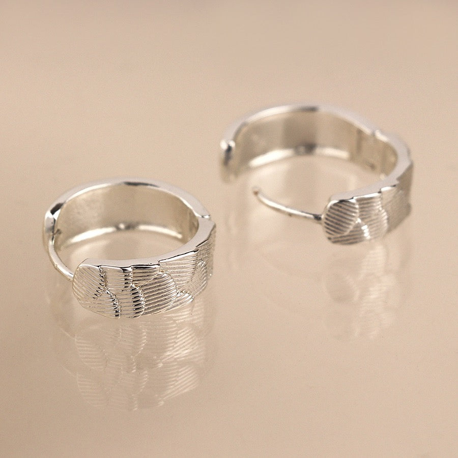 POM Silver Plated Concertina Hoop Earrings