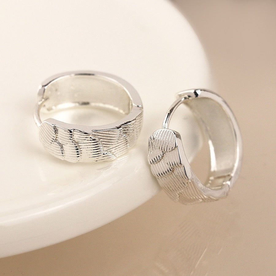 POM Silver Plated Concertina Hoop Earrings