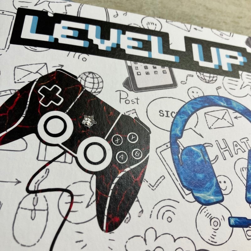 Level UP Gaming Birthday Card - White Cotton Cards