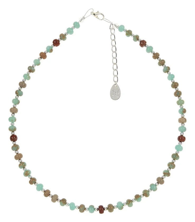 Carrie Elspeth Rainbow Earth Tones Aqua Terra Jasper Gemstone Full Beaded Necklace