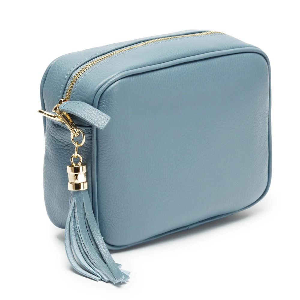 Elie Beaumont Designer Leather Crossbody Bag - Light Blue (GOLD Fittings)
