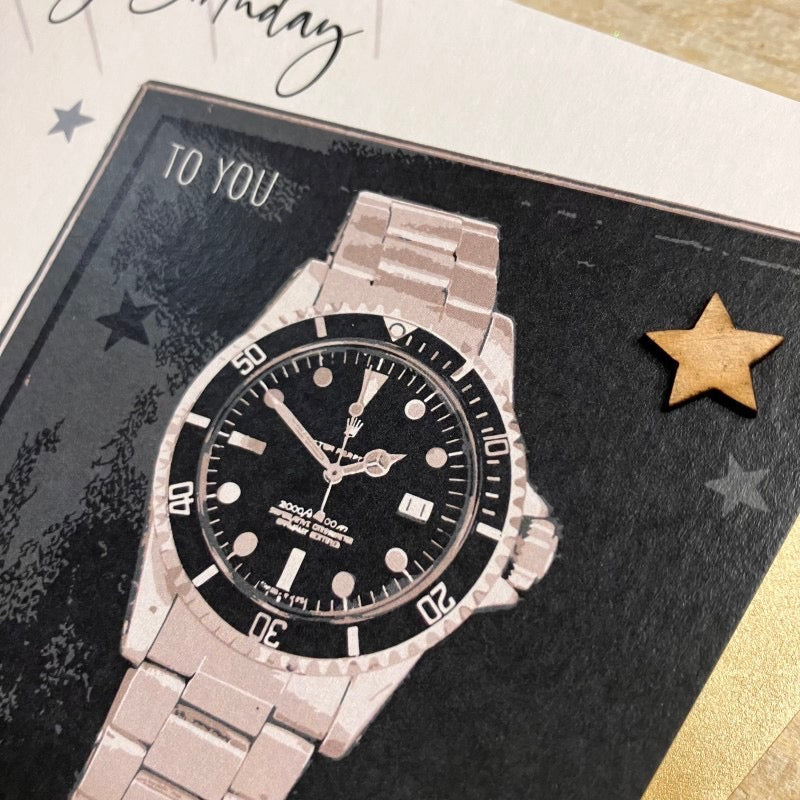 Time to Celebrate Watch Birthday Card - White Cotton Cards