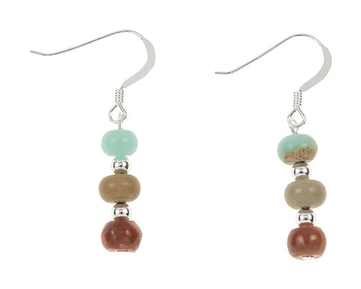 Carrie Elspeth Earth Tones Aqua Terra Jasper Gemstone Beaded Drop Earrings