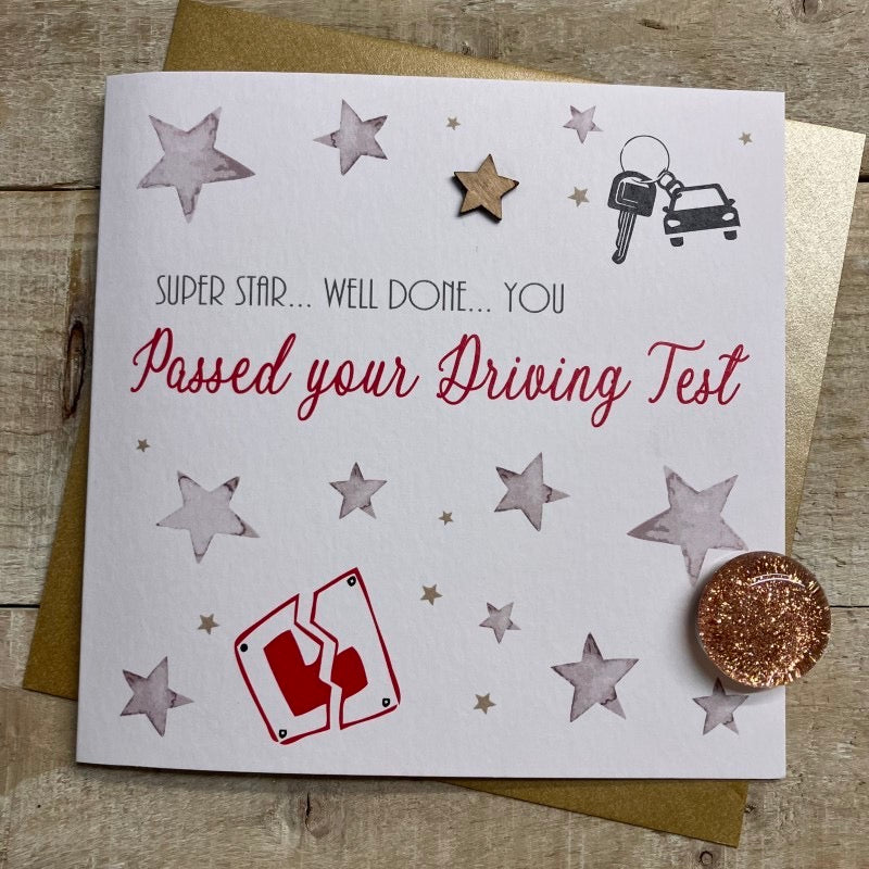 Super Star Passed Your Driving Test Card - White Cotton Cards