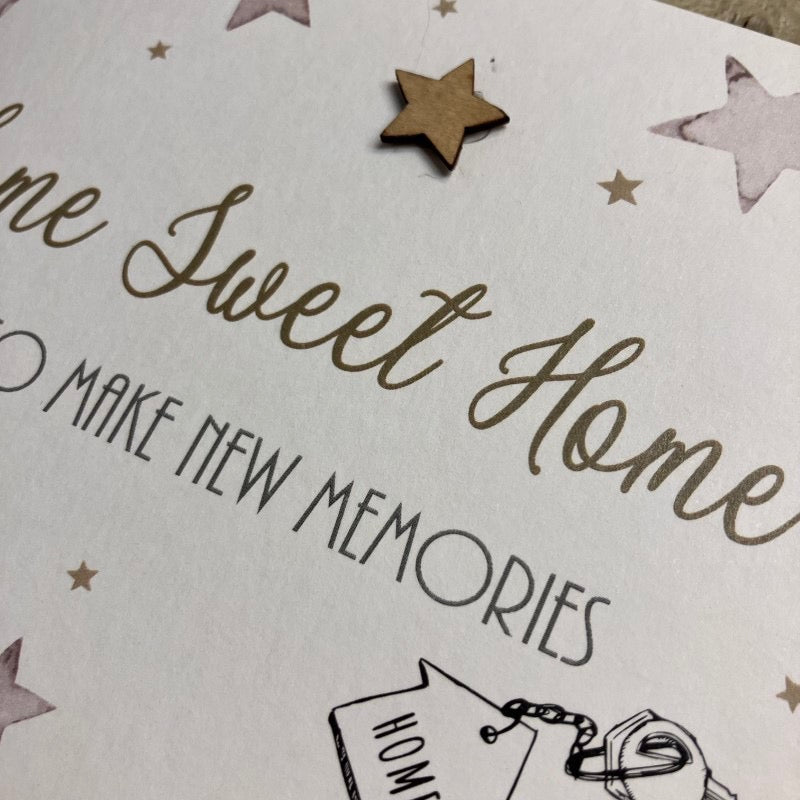 Home Sweet Home Stars & Keys Card - White Cotton Cards