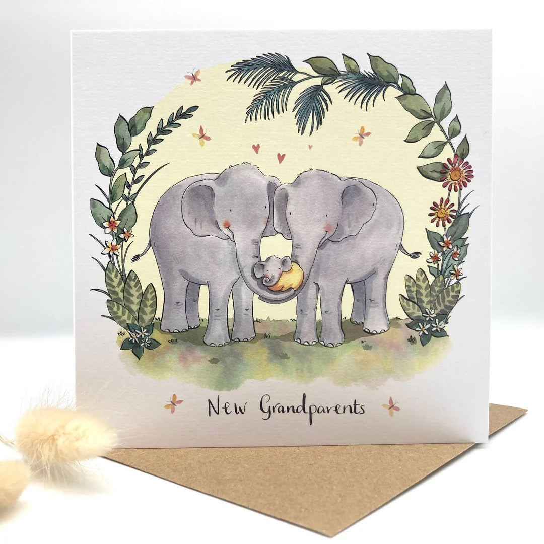 New Grandparents Elephants Card - Ink and Snail