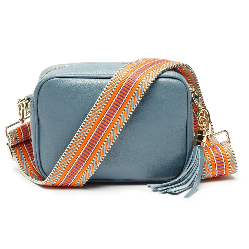 Elie Beaumont Designer Leather Crossbody Bag - Light Blue (GOLD Fittings)