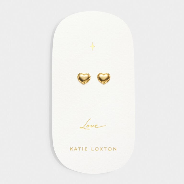 Katie Loxton Waterproof Jewellery - Love - Heart Stud Earrings - Gold