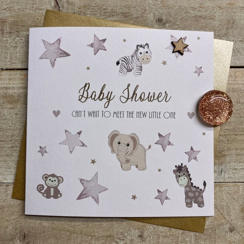 Baby Shower Stars & Animals Card - White Cotton Cards