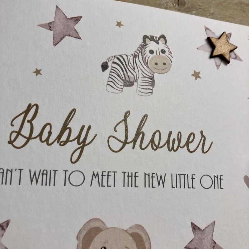 Baby Shower Stars & Animals Card - White Cotton Cards
