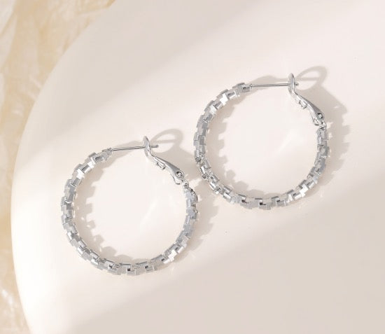 Gracee Jewellery Irregular Silver Fashion Earrings- Silver