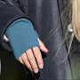 POM Dusky Teal Lurex Ribbed Knit Sequin Wrist Warmers