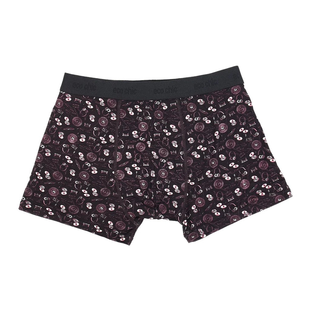 Eco Chic MENS Bamboo Boxers - Music Compilation - Black
