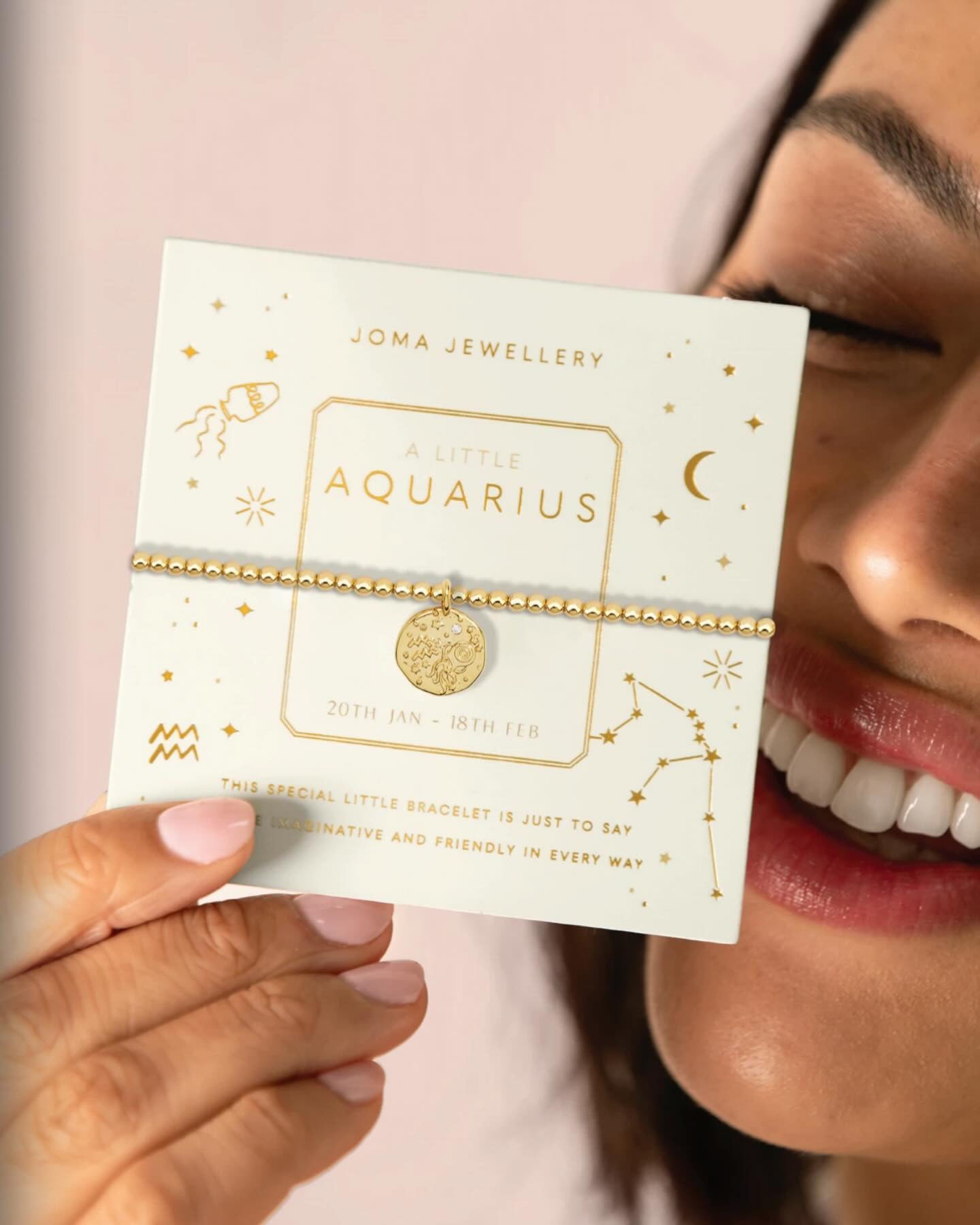 Joma Jewellery - Starsign A little Aquarius Gold Disc Bracelet