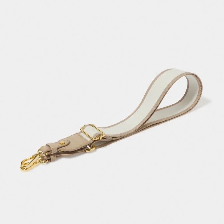 Katie Loxton Canvas Bag Strap - Stripe - Light Taupe