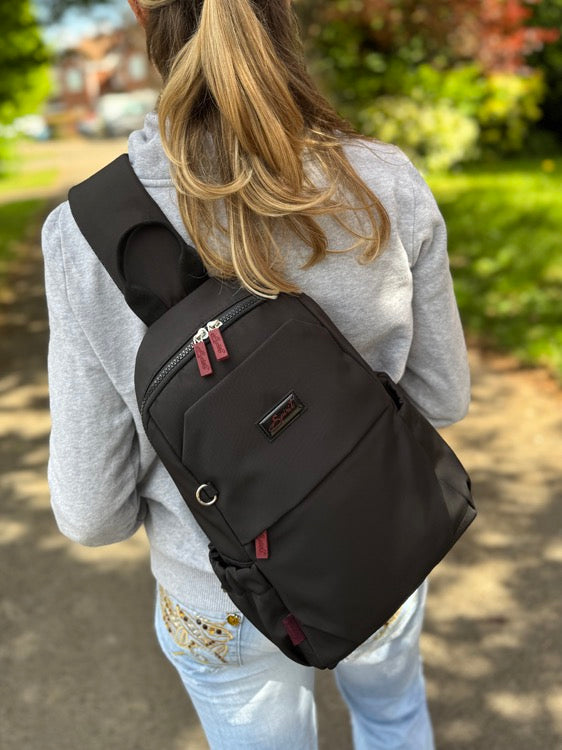 Spirit - Redcliffe Eco Lightweight Medium Sling Bag - Carbon Grey/Oxblood