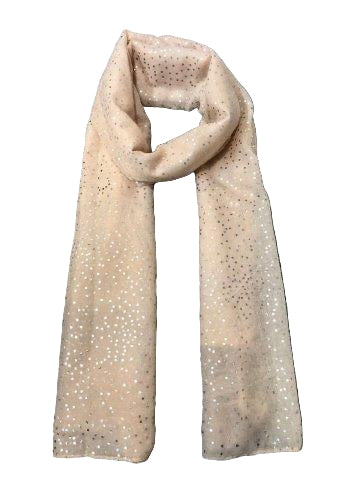 Rose Gold Metallic Foil  - Dot Print  - Lightweight Scarf - Pink