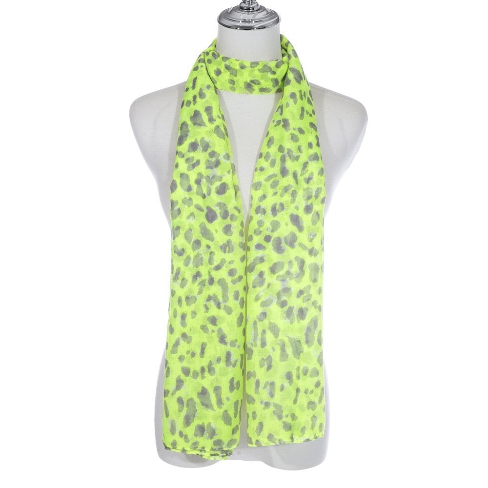 Park Lane Leopard Print Everyday Scarf - Lime Green