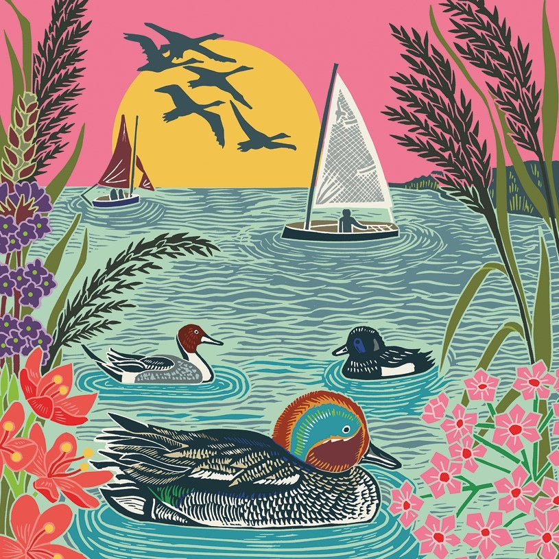 The Art File -Sailing Boat & Sunset - Nature Trail Collection by Kate Heiss Blank Card