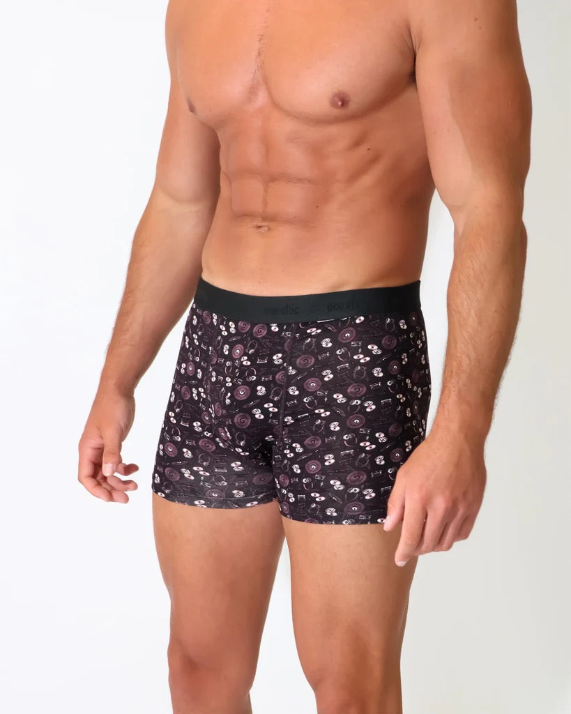 Eco Chic MENS Bamboo Boxers - Music Compilation - Black