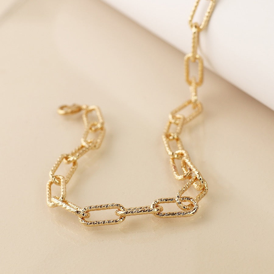 POM Golden Textured Paperlink Link Chain Necklace
