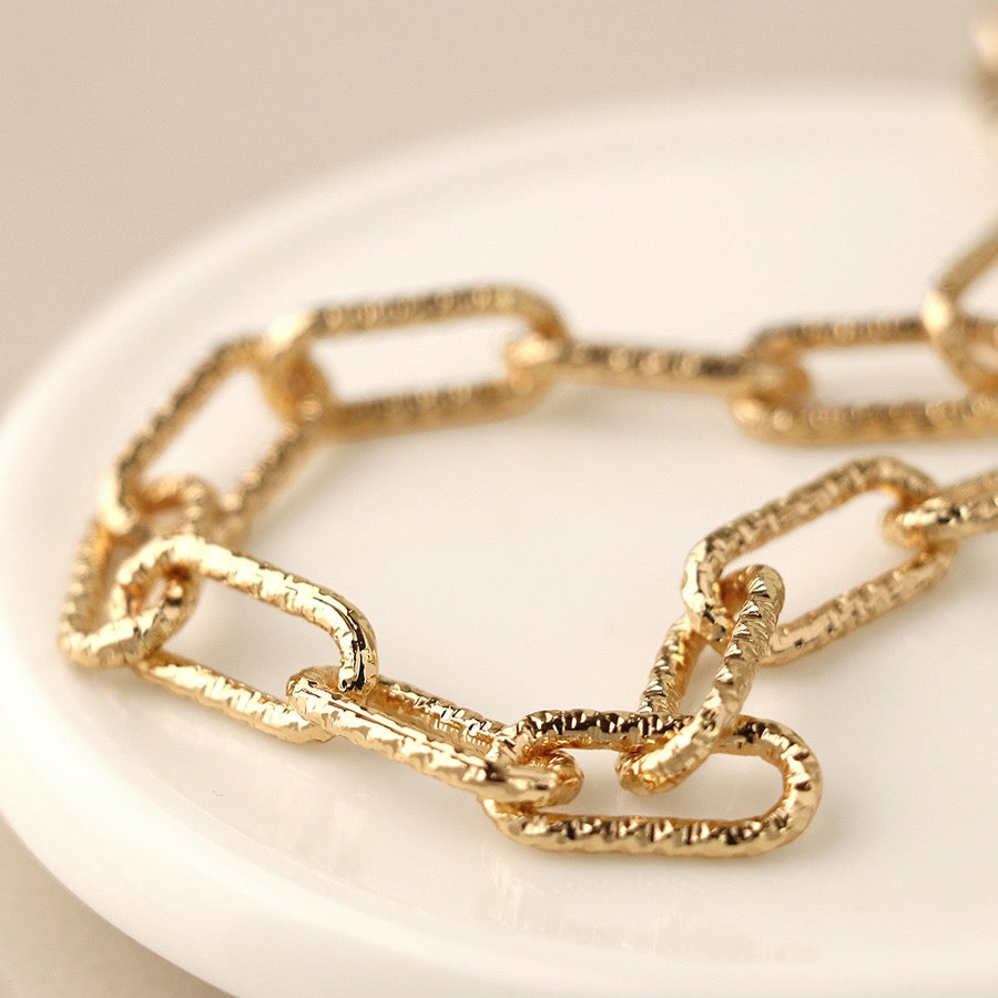 POM Golden Textured Paperlink Link Chain Necklace