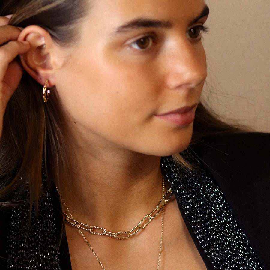 POM Golden Textured Paperlink Link Chain Necklace