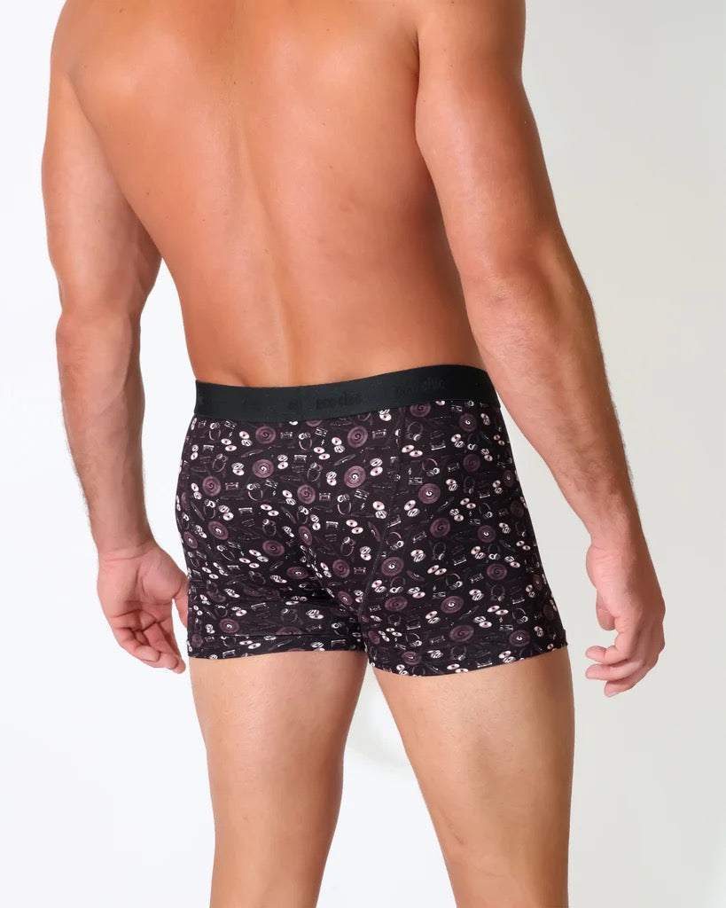 Eco Chic MENS Bamboo Boxers - Music Compilation - Black
