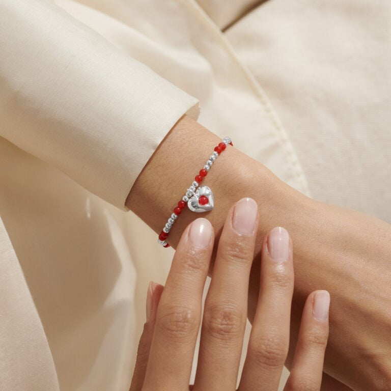 Joma Jewellery - 'A Little January' Heart Garnet Birthstone Bracelet -Silver