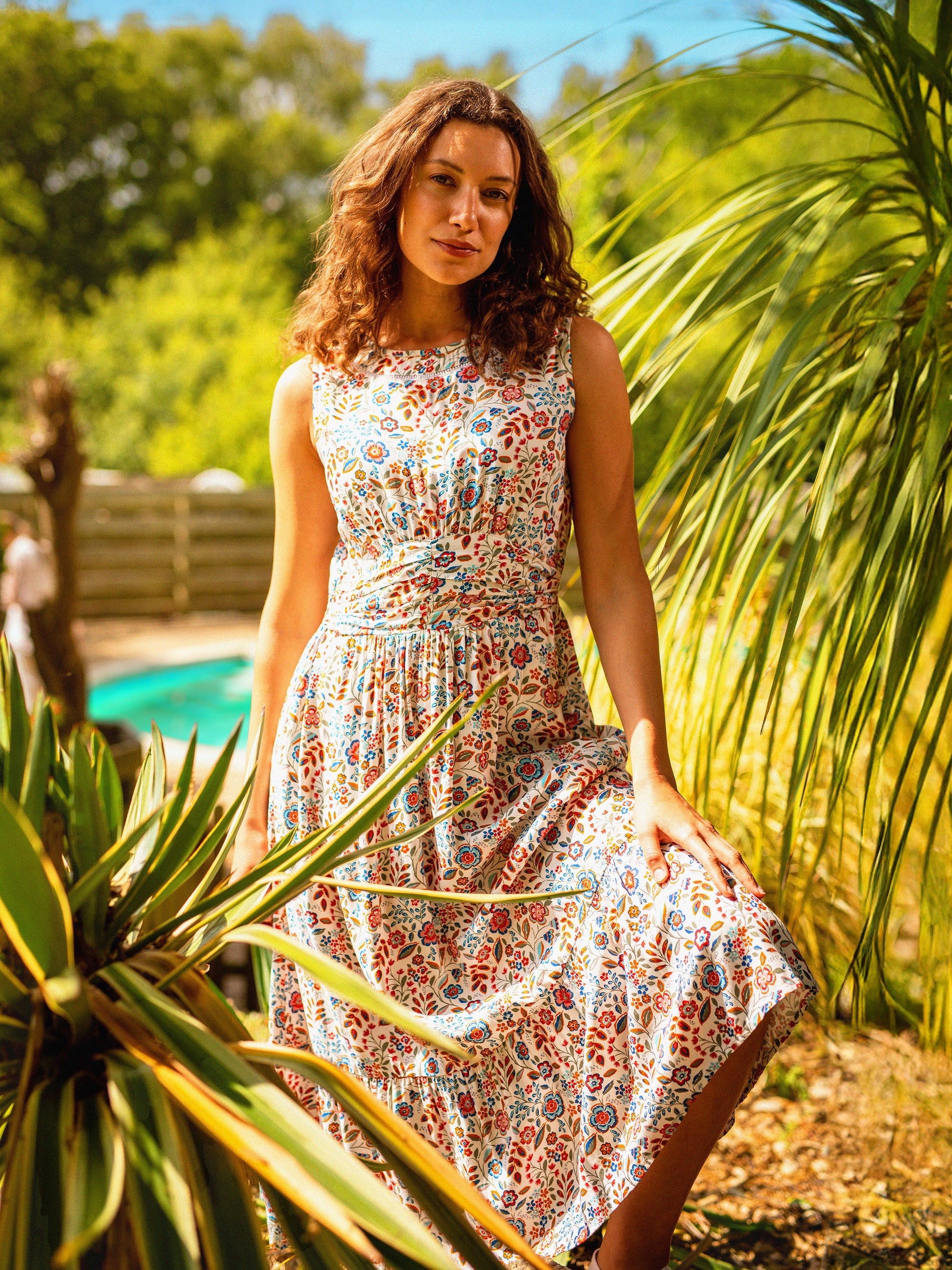 Brakeburn Multi Secret Garden Midi Dress - Cream