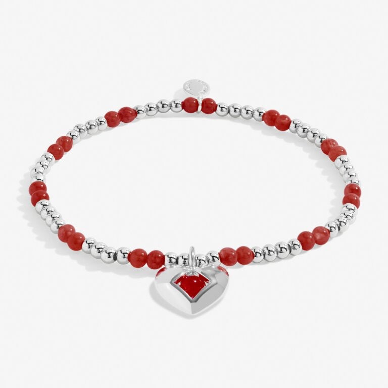 Joma Jewellery - 'A Little January' Heart Garnet Birthstone Bracelet -Silver