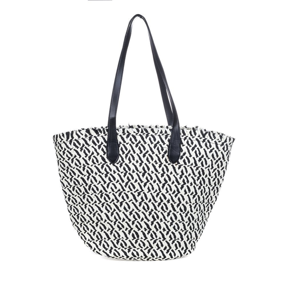 Park Lane Antigua Black & White Woven Tote Bag
