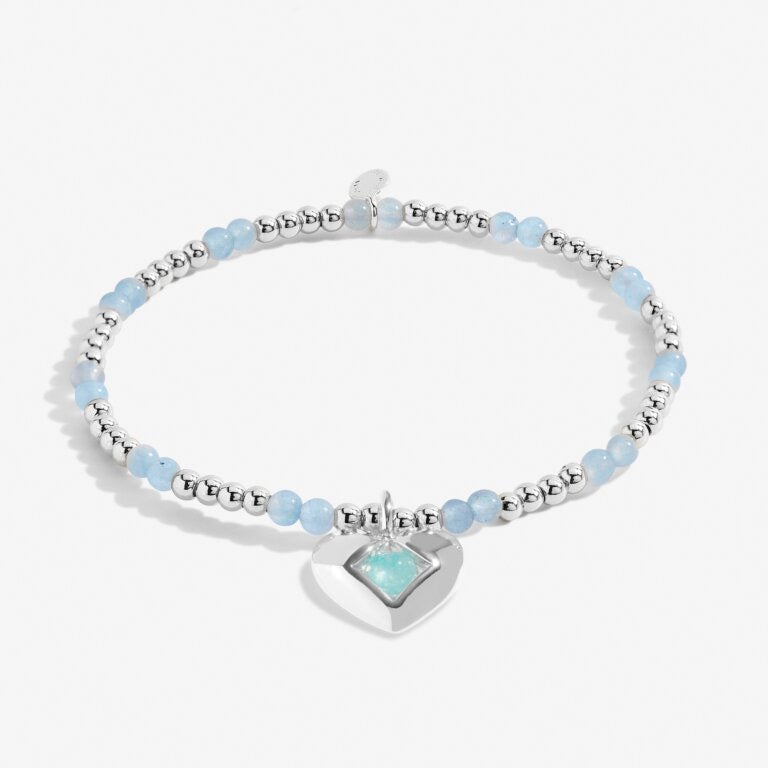 Joma Jewellery - 'A Little March' Heart Aqua Crystal Birthstone Bracelet -Silver